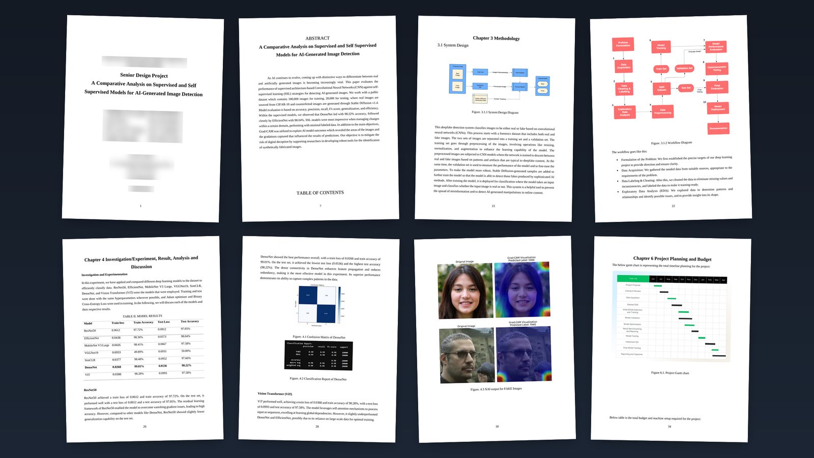 Pages from a senior design project report